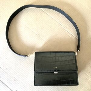 JW Pei 9x6x3 “ black vegan leather black handbag